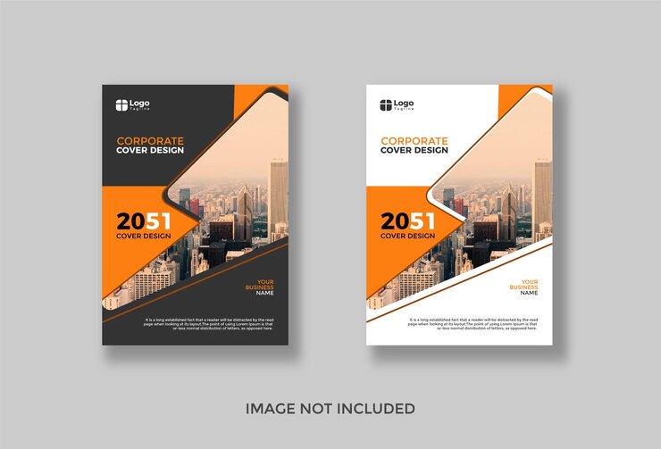 Plantilla de diseño de portada de libro y corporativo de fondo de ciudad y en portada de informe anual de folleto a4
