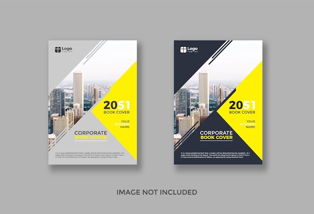Plantilla de diseño de portada de libro de negocios corporativos de fondo de ciudad y folleto informe anual