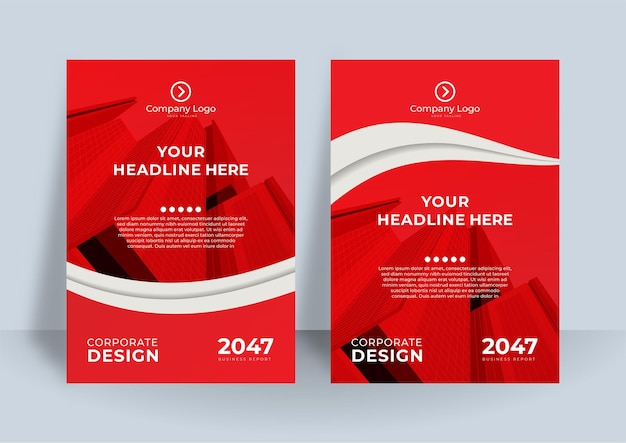 Plantilla de diseño de portada de libro de negocios. Diseño de informe anual moderno en color rojo.