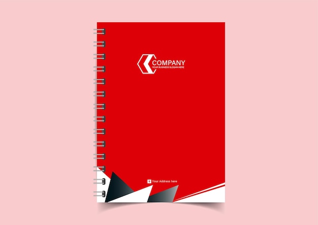 Plantilla de diseño de portada de Notebook de empresa moderna corporativa con formas rojas y negras