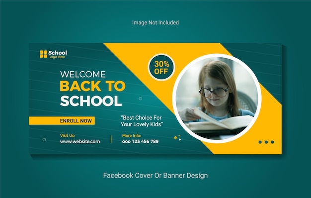 Plantilla de diseño de portada o banner de redes sociales de regreso a la escuela