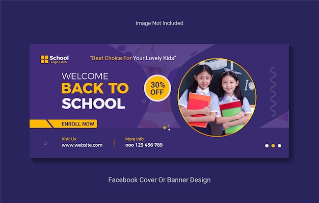 Plantilla de diseño de portada o banner de redes sociales de regreso a la escuela