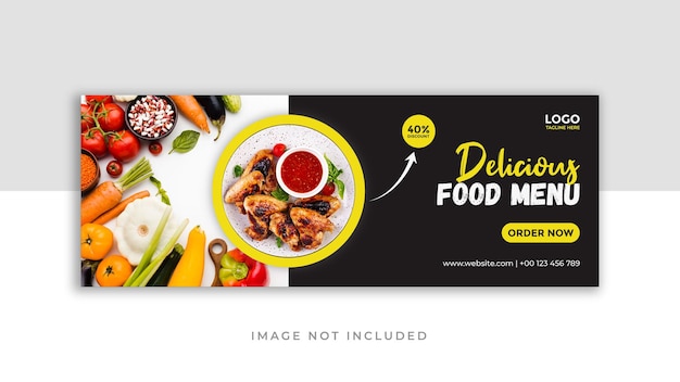Plantilla de diseño de portada o línea de tiempo de Facebook de alimentos