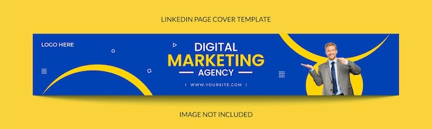 Plantilla de diseño de portada de página de linkedin de marketing digital