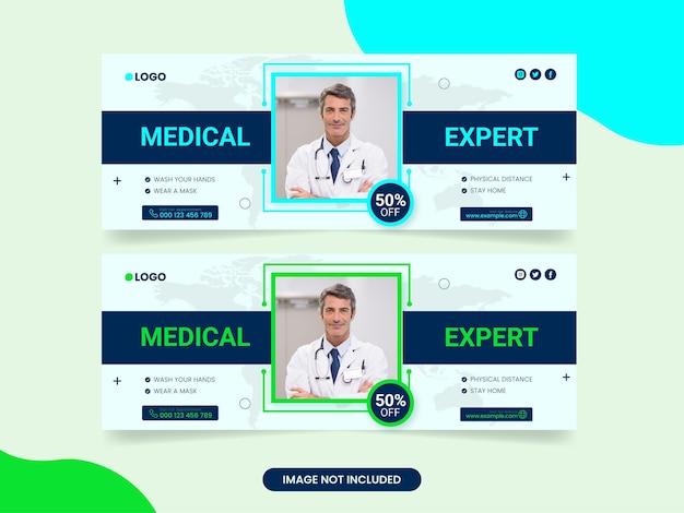 Plantilla de diseño de portada de redes sociales de banner web de atención médica médica