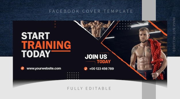 plantilla de diseño de portada de redes sociales de gimnasio