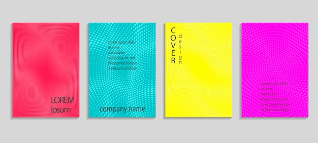 Plantilla de diseño de portada de semitono de vector abstracto mínimo. Fondo degradado geométrico futuro. Plantillas vectoriales para carteles, pancartas, folletos, presentaciones e informes.