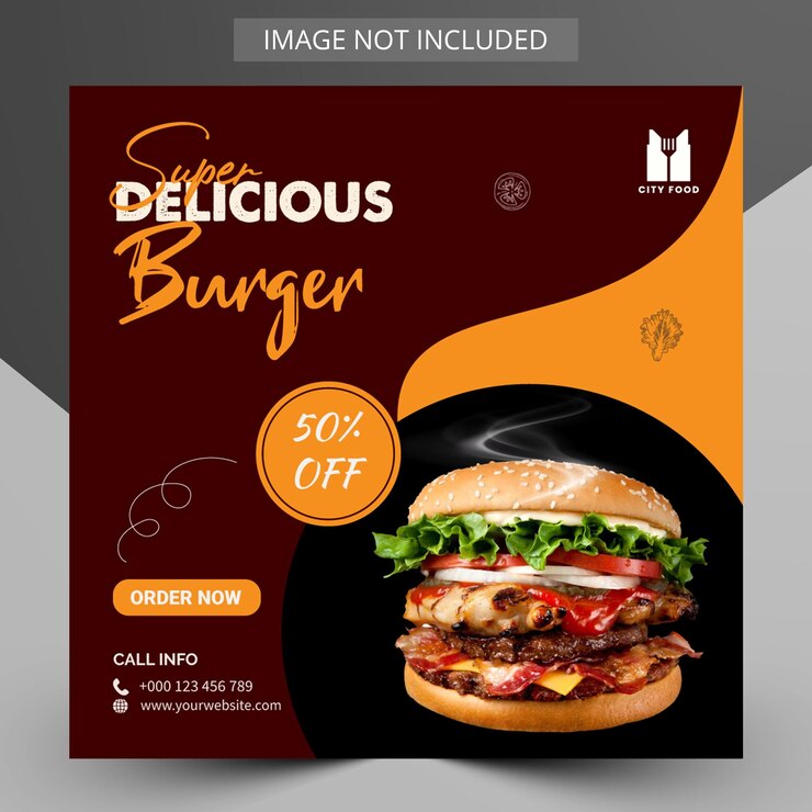 plantilla de diseño de post de banner de Instagram para la promoción de alimentos en las redes sociales