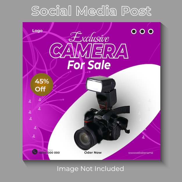 plantilla de diseño de post y banner de redes sociales de productos de la cámara