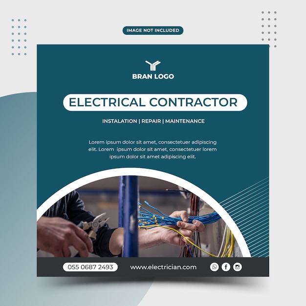 Plantilla de diseño de post electricidad de electricista de servicios eléctricos