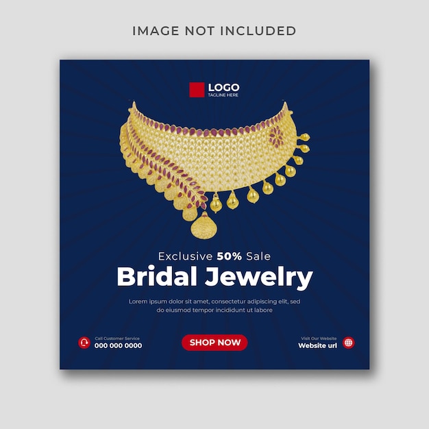 plantilla de diseño de post de joyería en redes sociales y banner web o folleto cuadrado