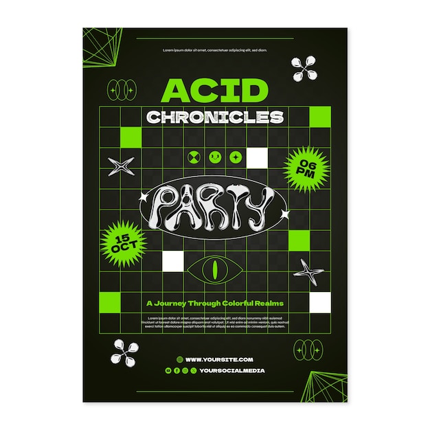 plantilla de diseño de póster de estilo ácido