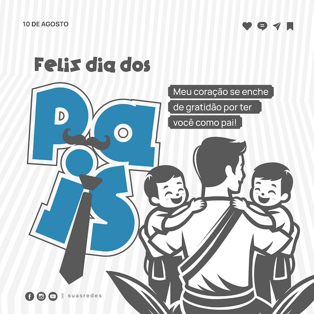 plantilla de diseño de póster de feliz día del padre en brasil portugal