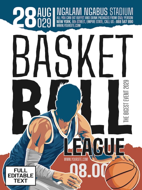 Vector plantilla de diseño de póster de la liga de baloncesto