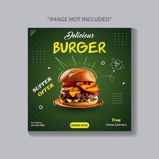Plantilla de diseño de póster de redes sociales de restaurante