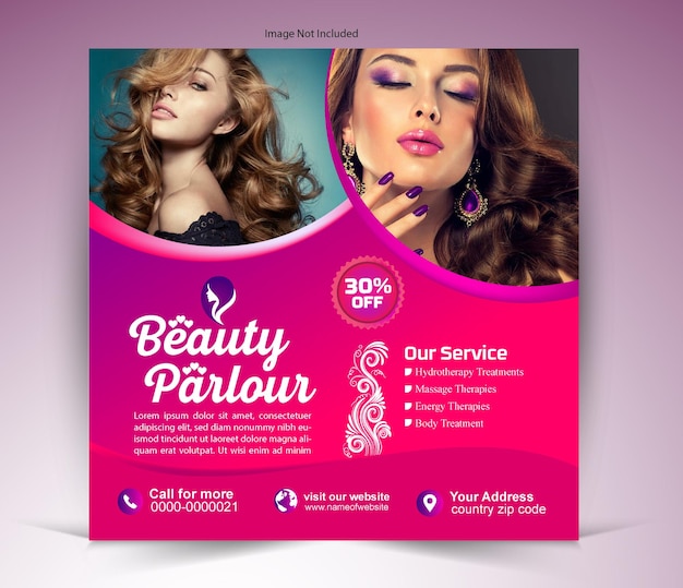 Vector plantilla de diseño de póster de redes sociales de salón de belleza