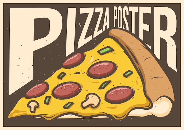 Vector plantilla de diseño de póster vintage de pizza