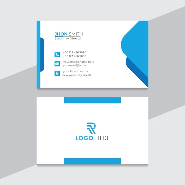 plantilla de diseño profesional de tarjetas de visita azules creativas