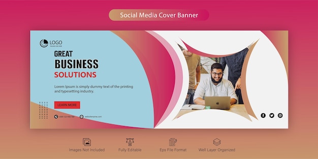 Plantilla de diseño de publicación de banner de portada de facebook de marketing de negocios corporativos creativos