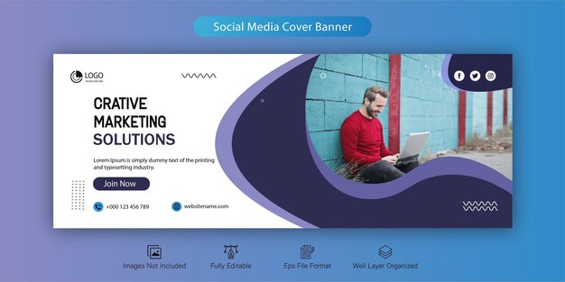 Plantilla de diseño de publicación de banner de portada de facebook de marketing de negocios corporativos creativos