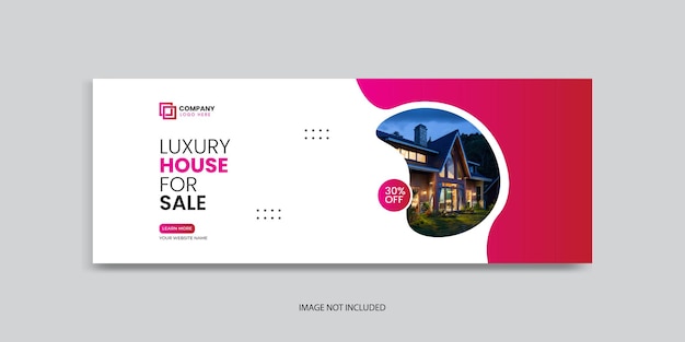 Plantilla de diseño de publicación de banner de portada de redes sociales de venta de casas de bienes raíces vectoriales
