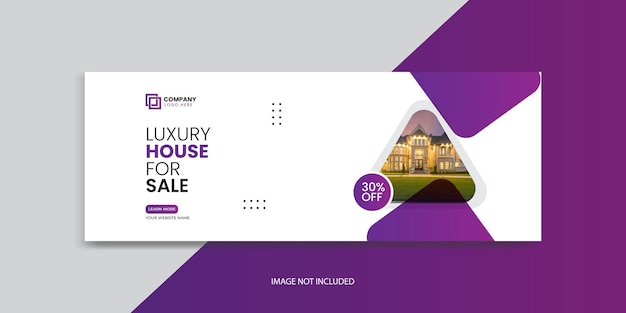 Plantilla de diseño de publicación de banner de portada de redes sociales de venta de casas de bienes raíces vectoriales