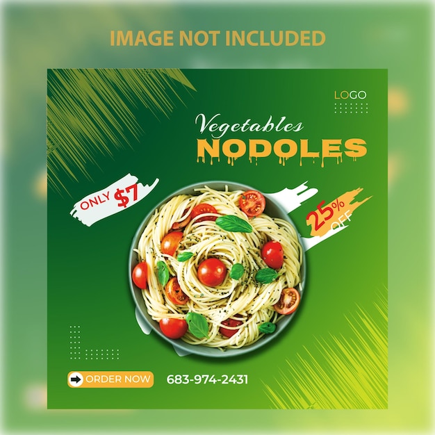 Vector plantilla de diseño de publicación de banner de promoción de redes sociales de alimentos