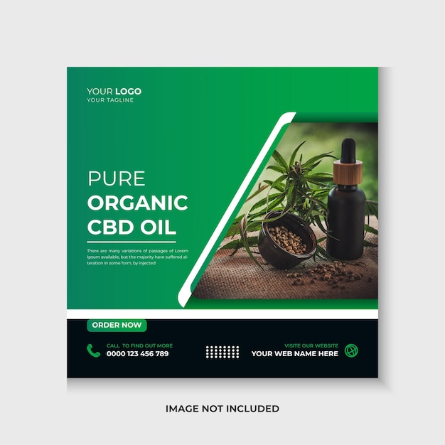 plantilla de diseño de publicación y banner de redes sociales de aceite de cbd