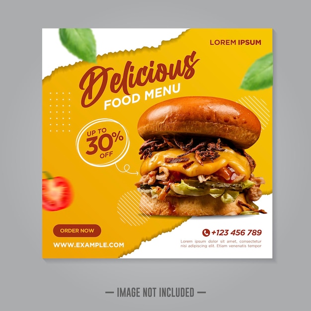 Vector plantilla de diseño de publicación de banner de redes sociales de comida de restaurante