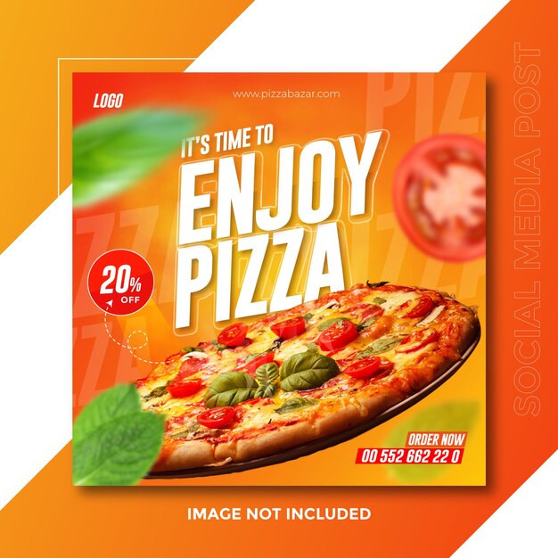 Plantilla de diseño de publicación de banner web de instagram de promoción y descuento en redes sociales de comida de pizza