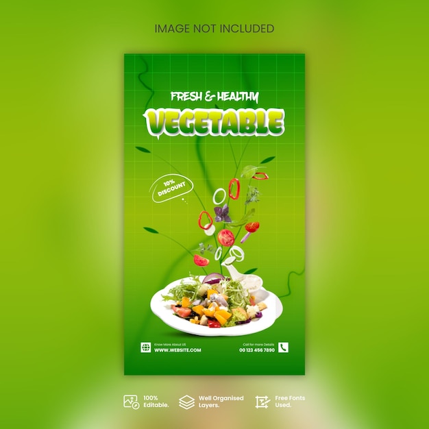 Plantilla de diseño de publicación de historia de Instagram de facebook de alimentos frescos vegetales
