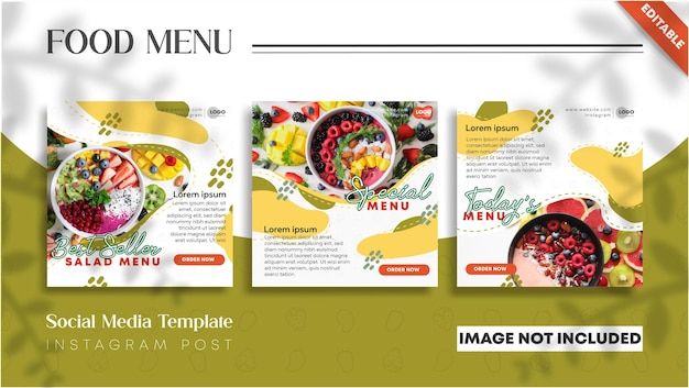 Plantilla de diseño de publicación de Instagram abstracta de menú de comida