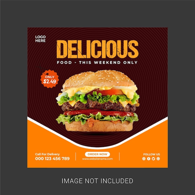 Plantilla de diseño de publicación de Instagram de hamburguesa súper deliciosa Ai gratis