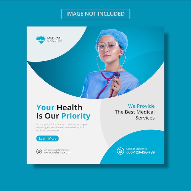 Plantilla de diseño de publicación de Instagram de publicación de redes sociales promocionales de atención médica médica