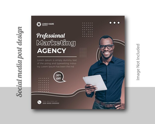 plantilla de diseño de publicación y portada de redes sociales de la agencia de marketing profesional