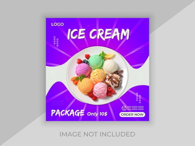 Plantilla de diseño de publicación de publicidad de helados