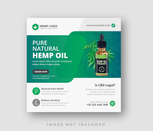 Vector plantilla de diseño de publicación de redes sociales de aceite de cbd de producto de cáñamo