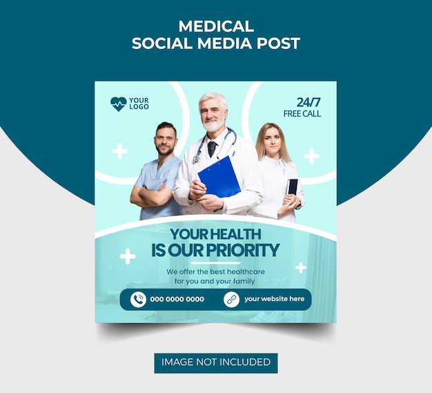 Plantilla de diseño de publicación de redes sociales de atención médica moderna