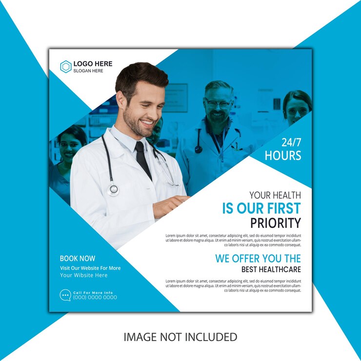 Plantilla de diseño de publicación de redes sociales de atención médica