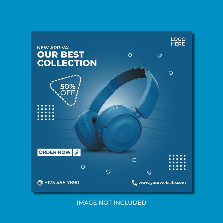 Plantilla de diseño de publicación de redes sociales de auriculares