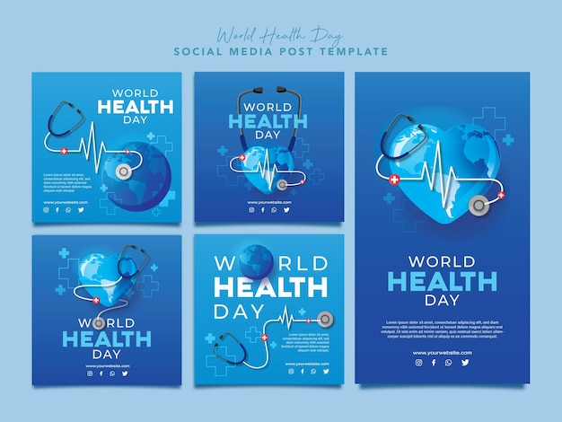 Vector plantilla de diseño de publicación en redes sociales de la campaña del día mundial de la salud