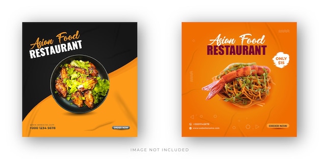 Plantilla de diseño de publicación de redes sociales de comida asiática