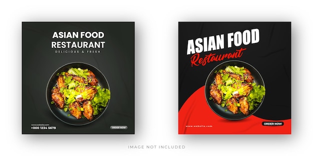 Plantilla de diseño de publicación de redes sociales de comida asiática