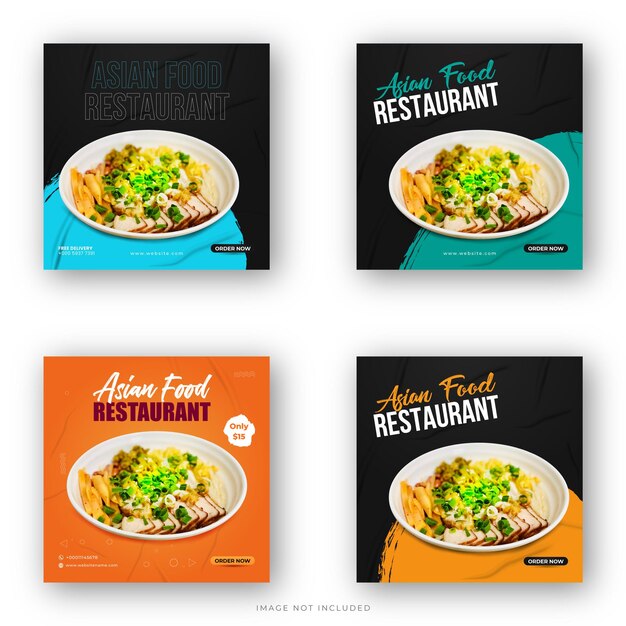 Plantilla de diseño de publicación de redes sociales de comida asiática