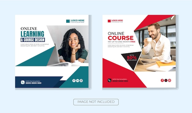 Plantilla de diseño de publicación de redes sociales de curso en línea