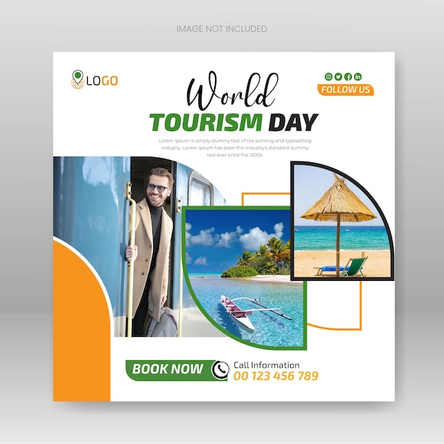 plantilla de diseño de publicación de redes sociales del día mundial del turismo