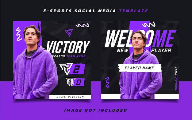 Plantilla de diseño de publicación en redes sociales de Esports Gaming Victory