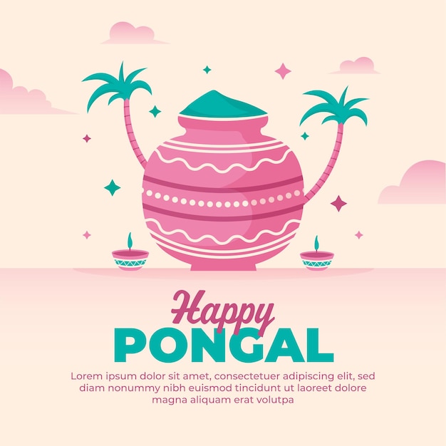 Plantilla de diseño de publicación de redes sociales Happy Pongal Festival