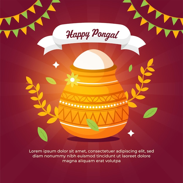 Plantilla de diseño de publicación de redes sociales Happy Pongal Festival