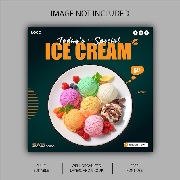 Plantilla de diseño de publicación de redes sociales de helado Gratis EPS